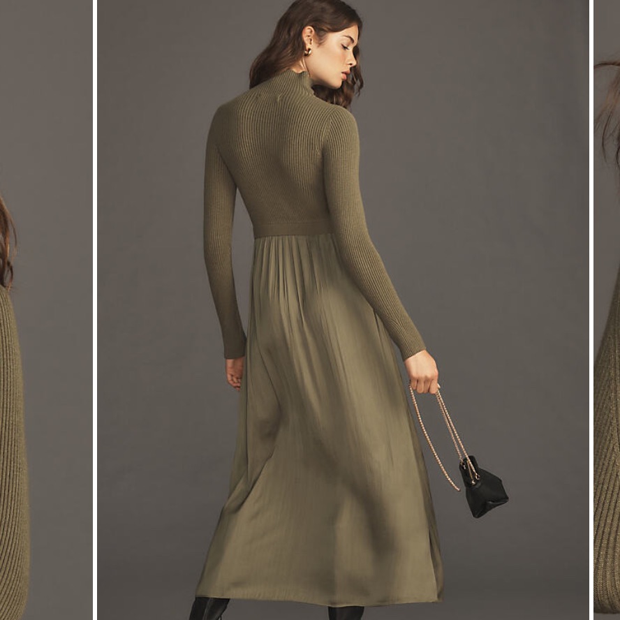 Anthropologie Green Thea Twofer Sweater Dress